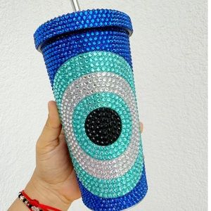 Evil eye rhinestone tumbler